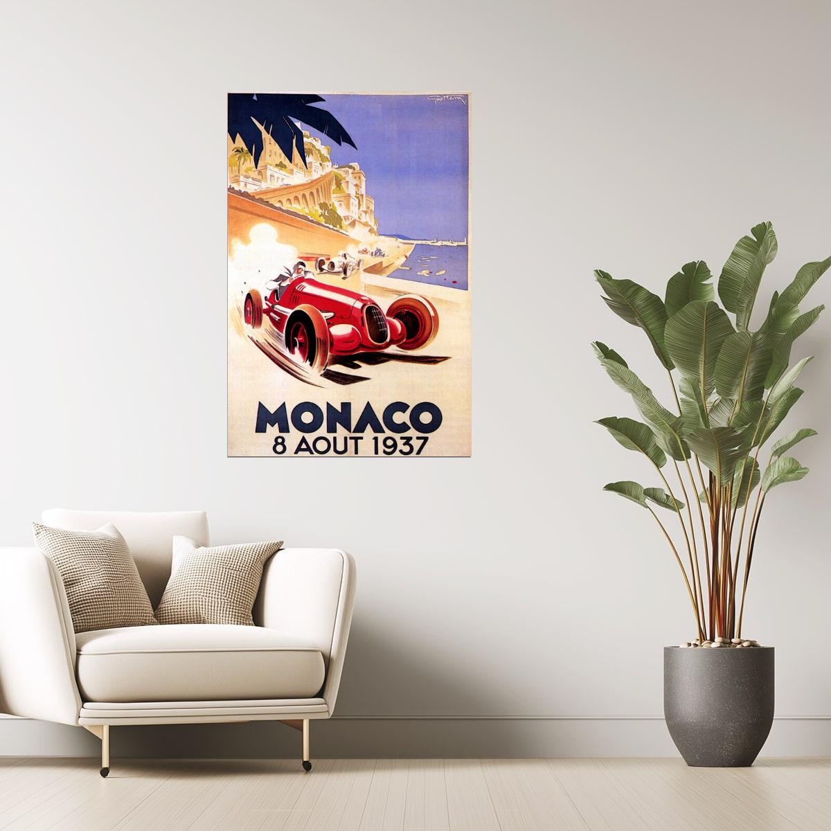 Monaco Grand Prix 1937 Poster | Vintage Racing Car by the Coast