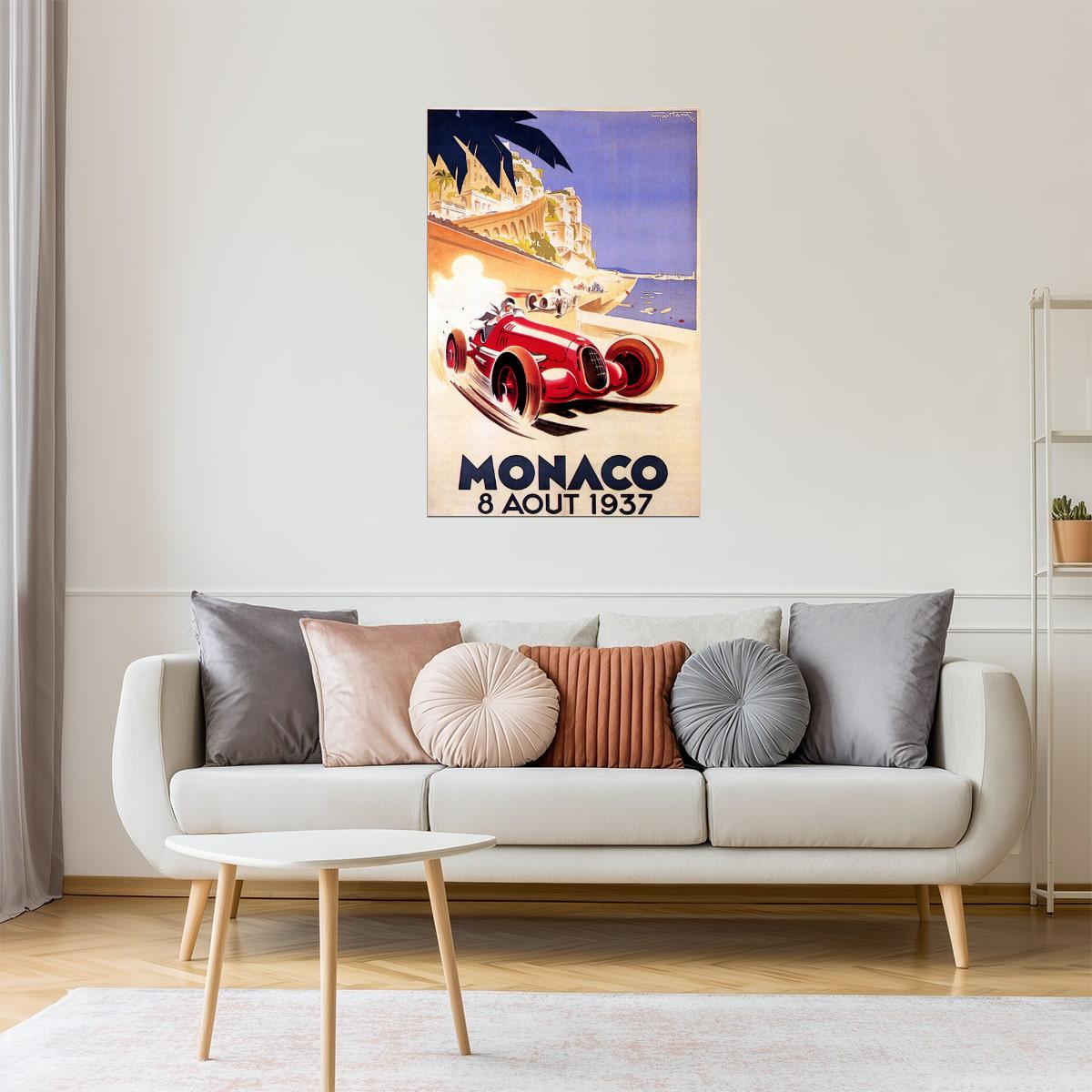 Monaco Grand Prix 1937 Poster | Vintage Racing Car by the Coast