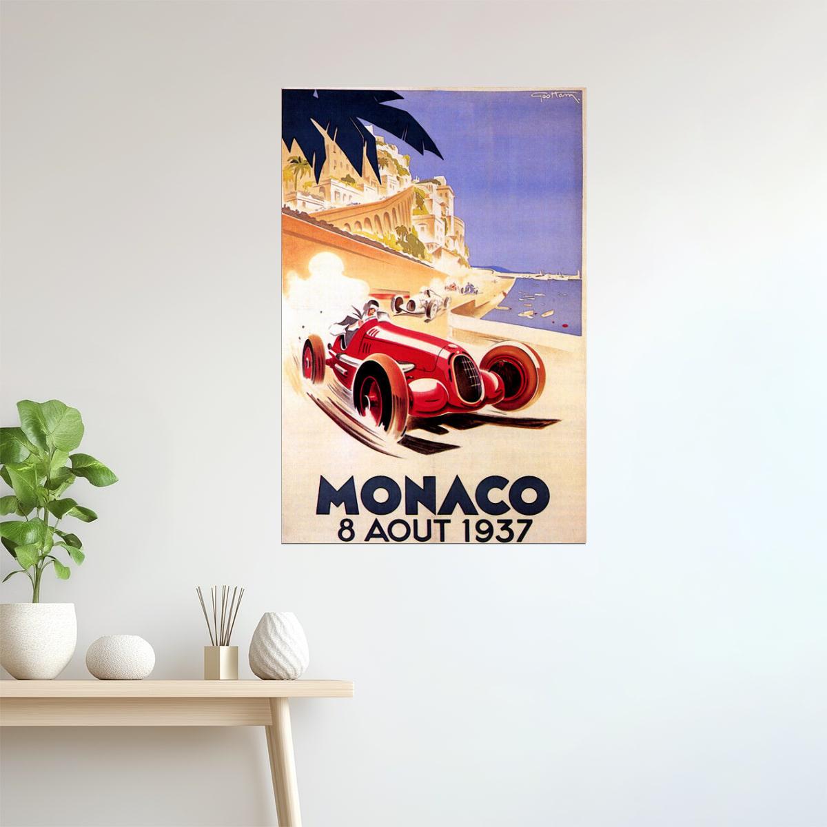 Monaco Grand Prix 1937 Poster | Vintage Racing Car by the Coast