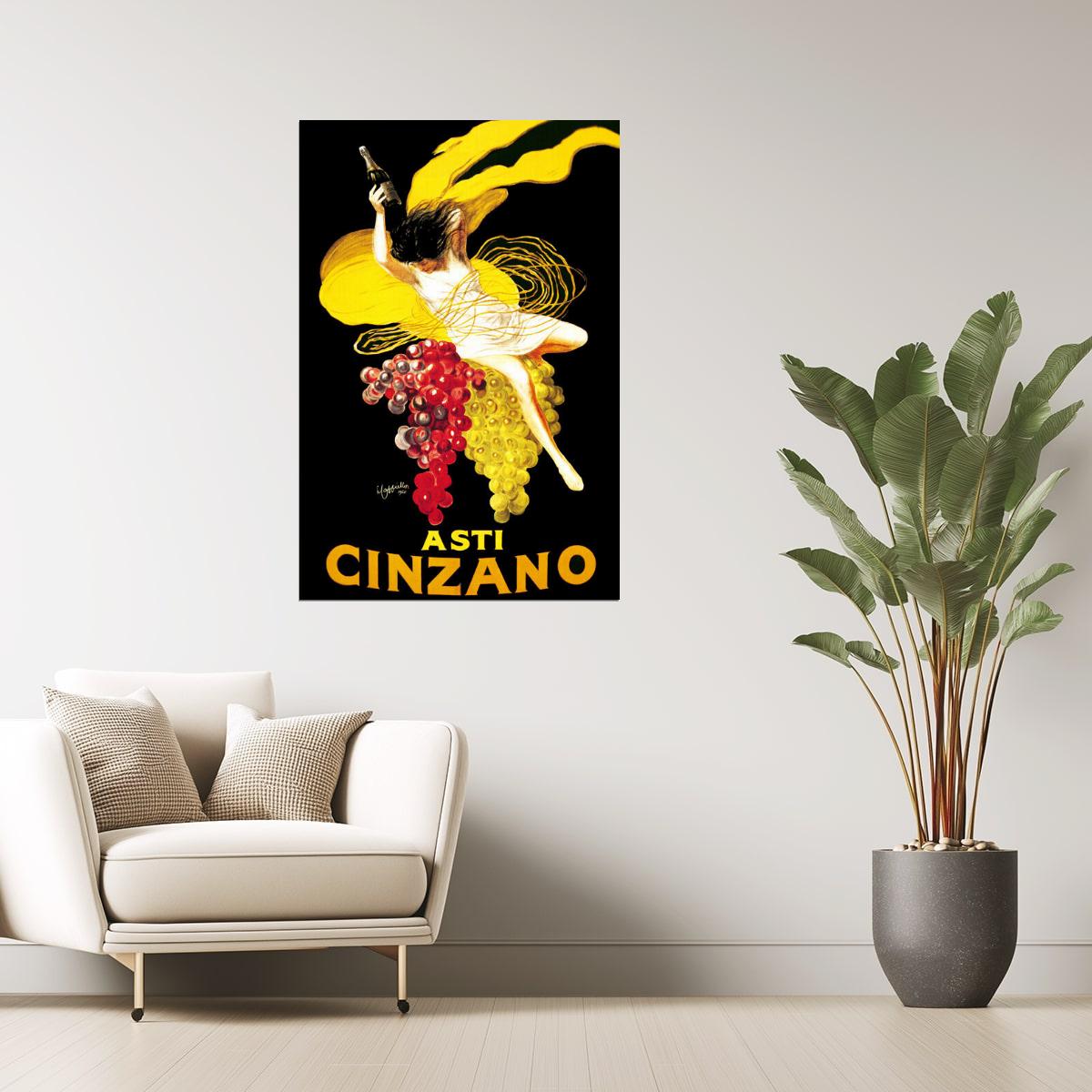 Asti Cinzano Poster | Wine Advertisement with Dancing Grape Woman