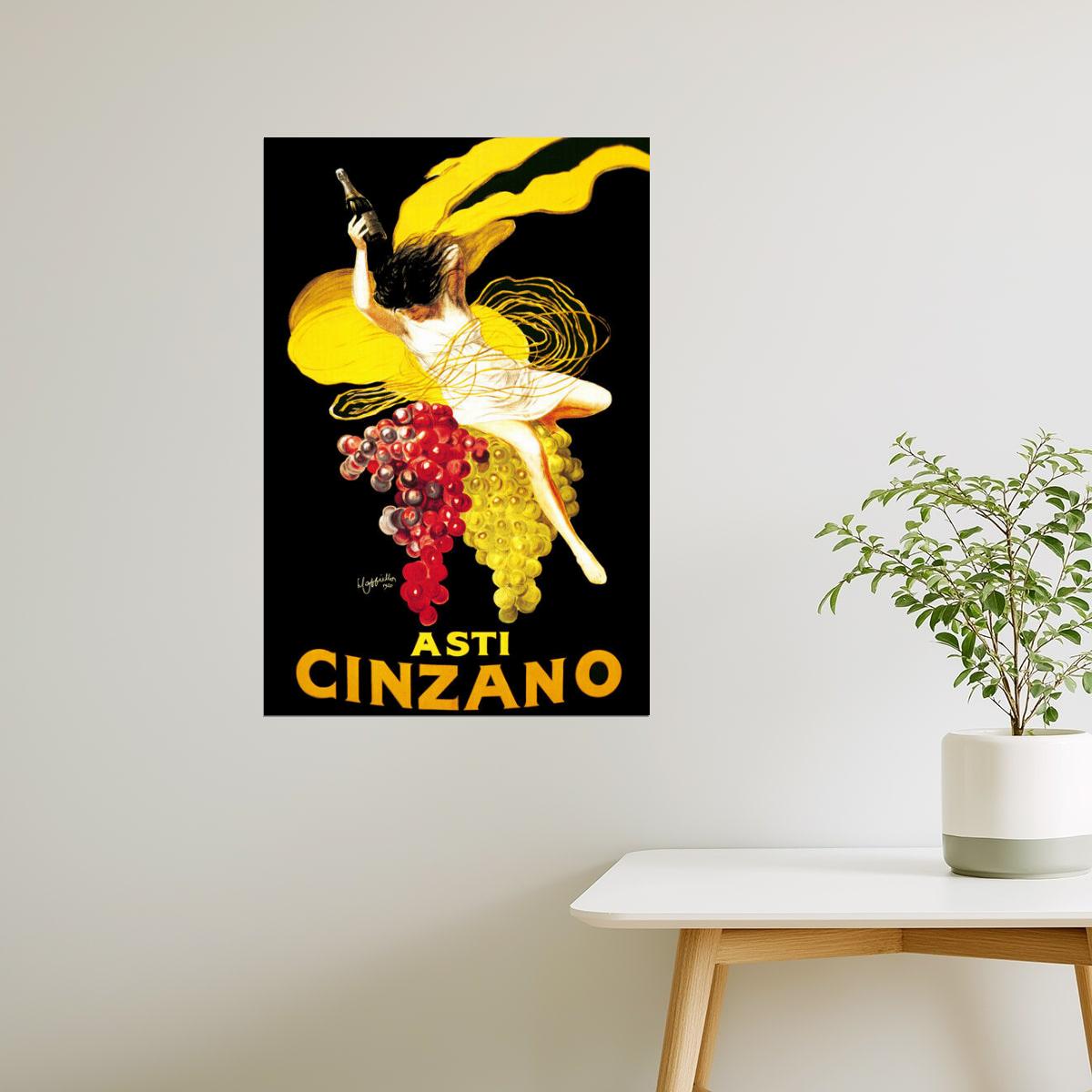 Asti Cinzano Poster | Wine Advertisement with Dancing Grape Woman
