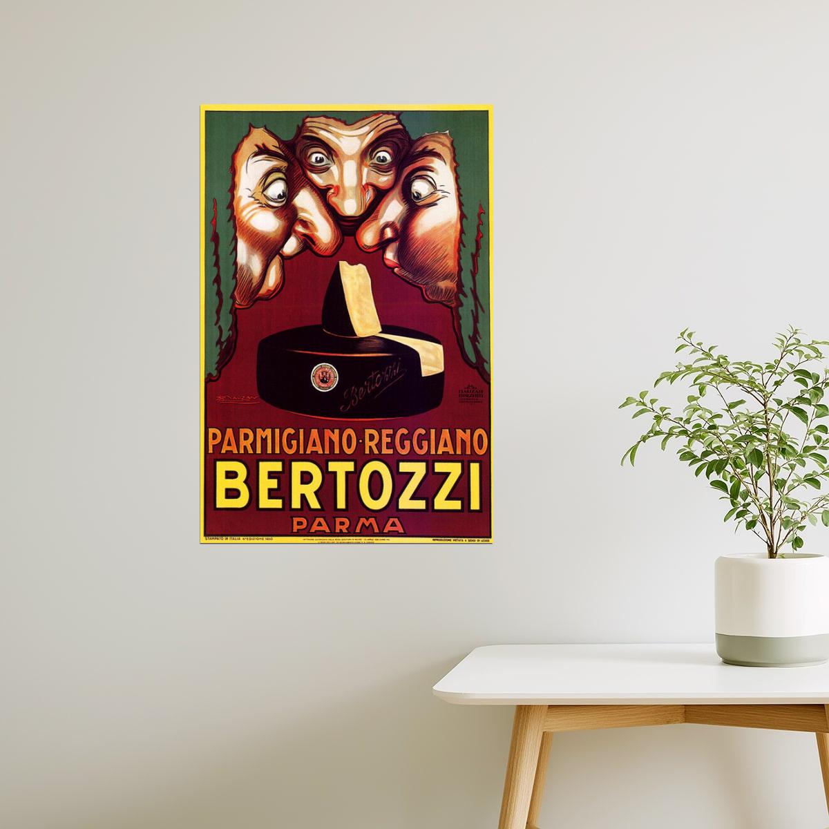 Bertozzi Cheese Poster | Parmigiano Reggiano Ad with Comic Faces