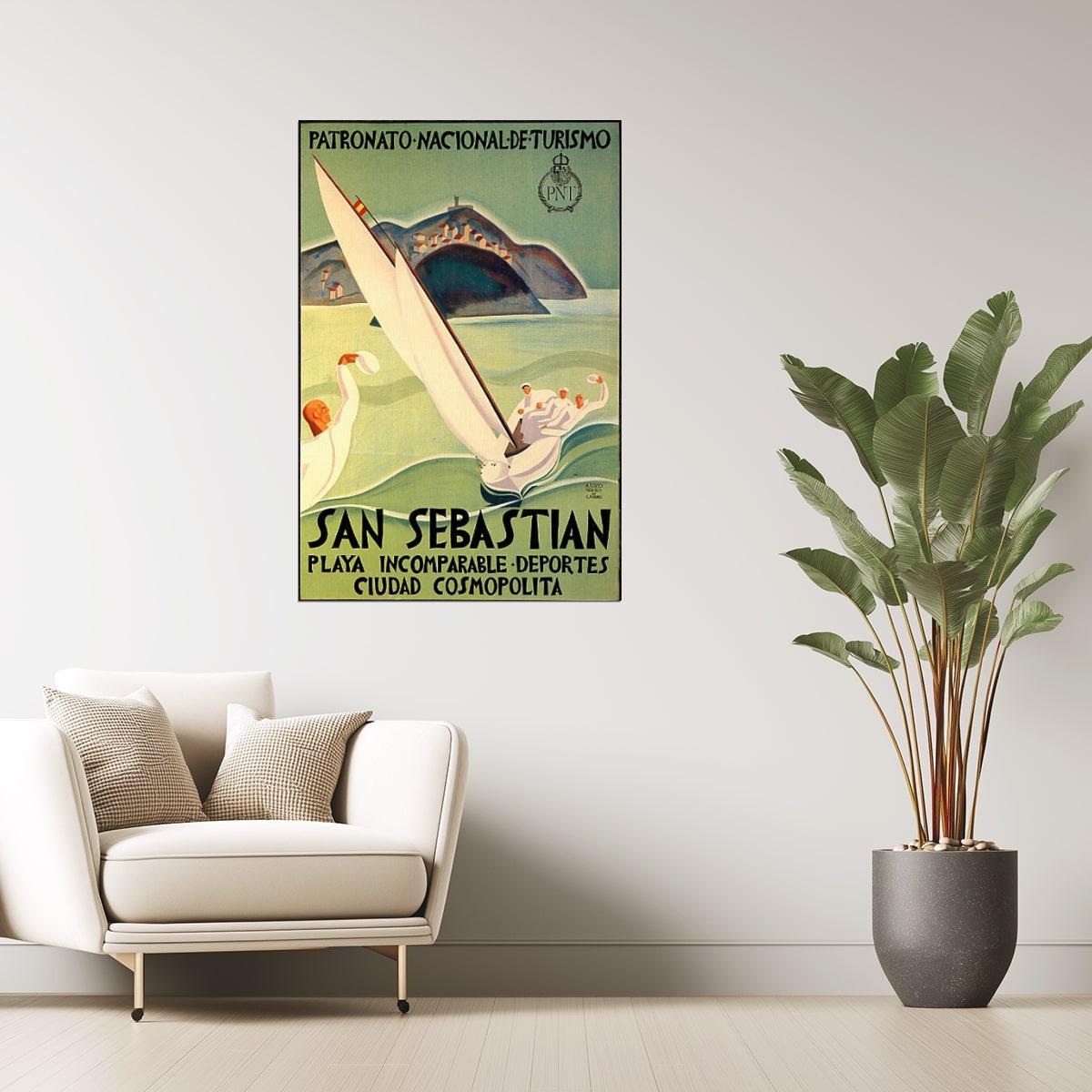 San Sebastián Spain Sailing Poster | Vintage Spanish Travel Ad