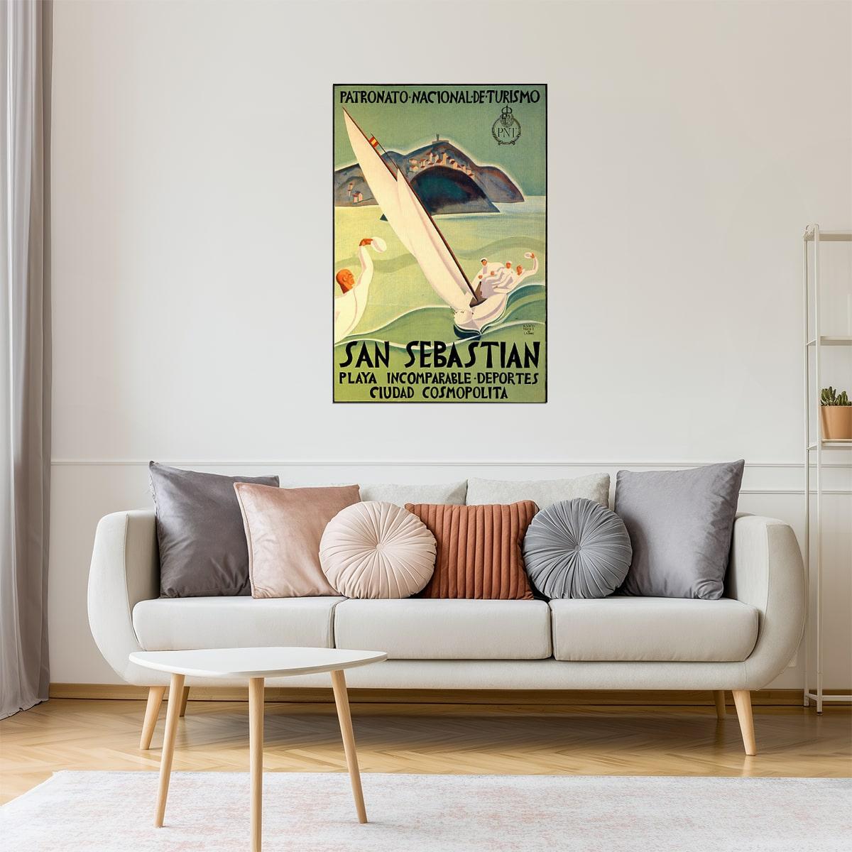 San Sebastián Spain Sailing Poster | Vintage Spanish Travel Ad
