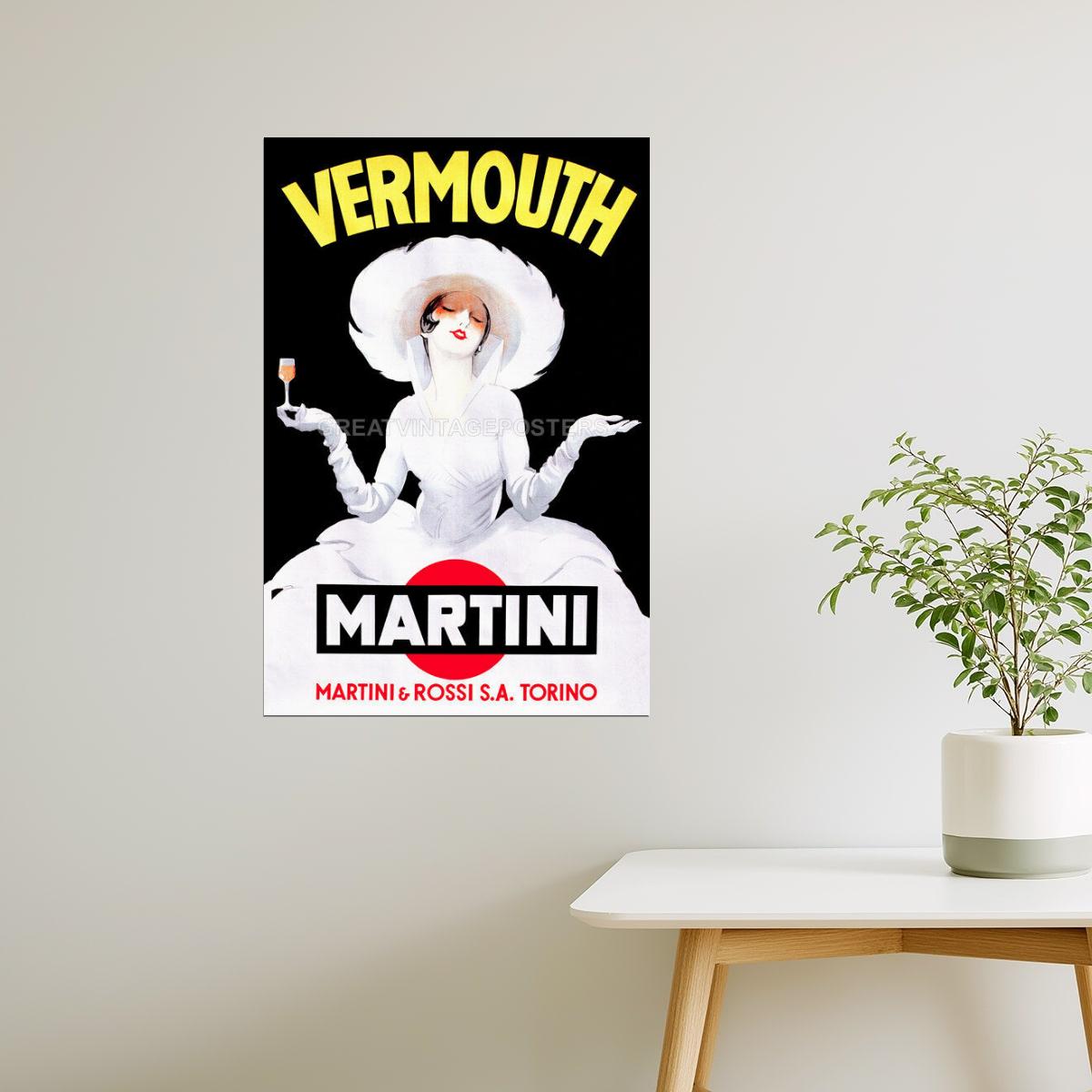 Vermouth Martini Poster | Vintage Italian Drink Ad with Woman in White