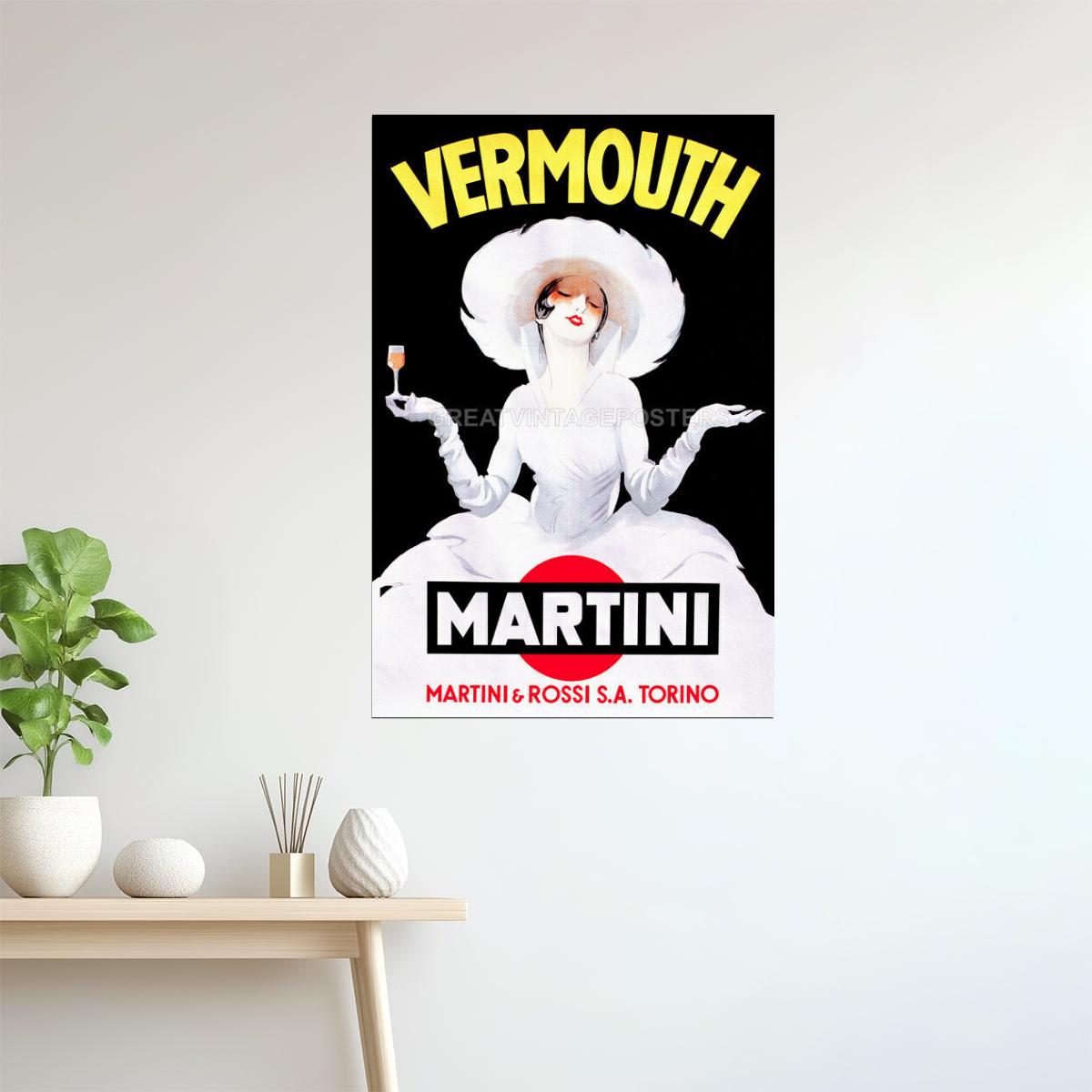 Vermouth Martini Poster | Vintage Italian Drink Ad with Woman in White