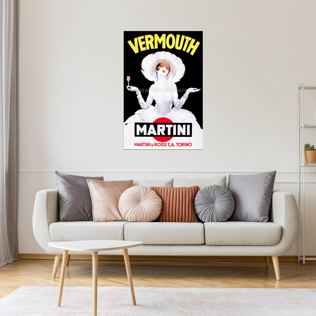 Vermouth Martini Poster | Vintage Italian Drink Ad with Woman in White