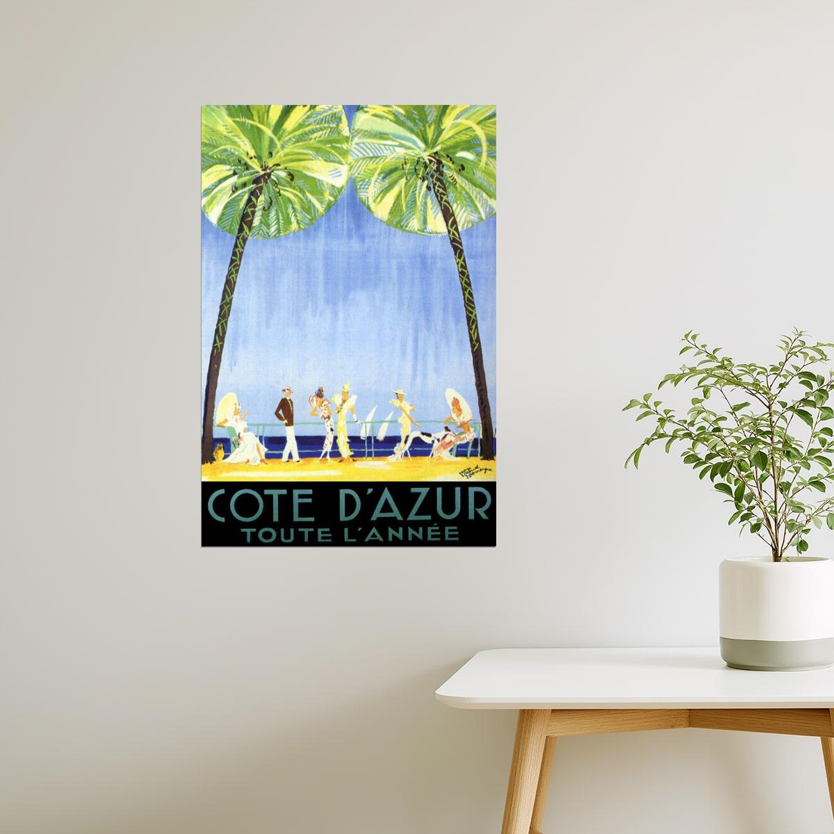 Côte d’Azur | Vintage French Beach Fashion and Summer Travel Art Poster