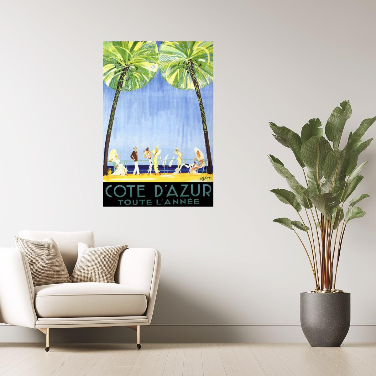Côte d’Azur | Vintage French Beach Fashion and Summer Travel Art Poster