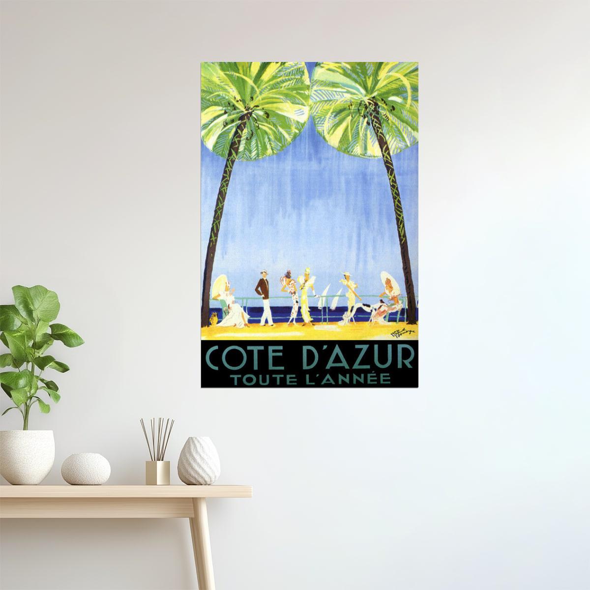 Côte d’Azur | Vintage French Beach Fashion and Summer Travel Art Poster