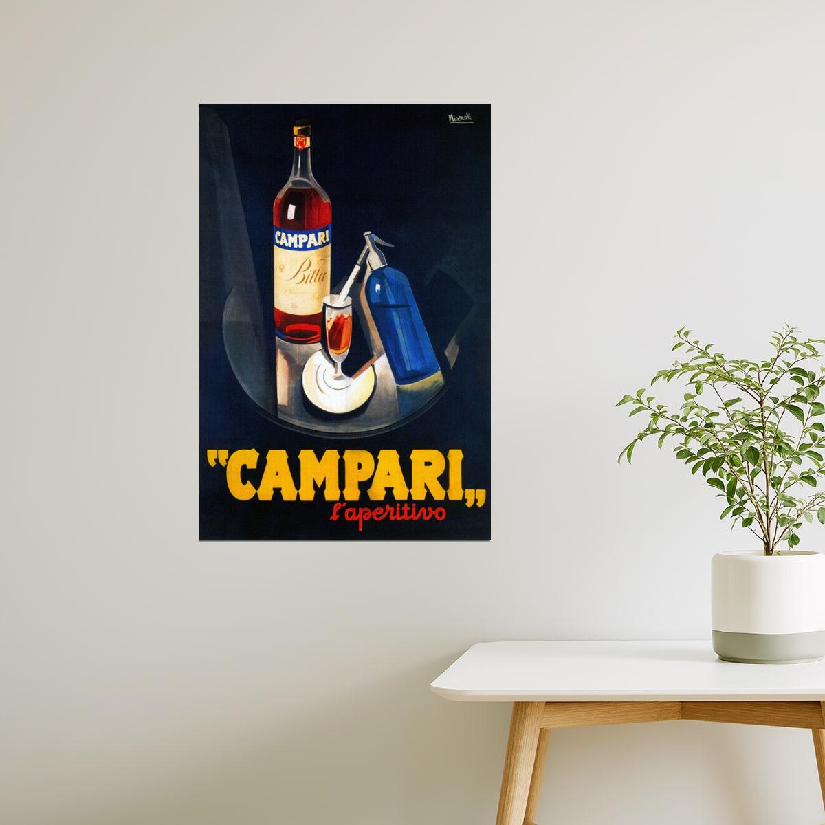 Campari Aperitivo | Vintage Italian Liquor Advertisement with Bottle Poster