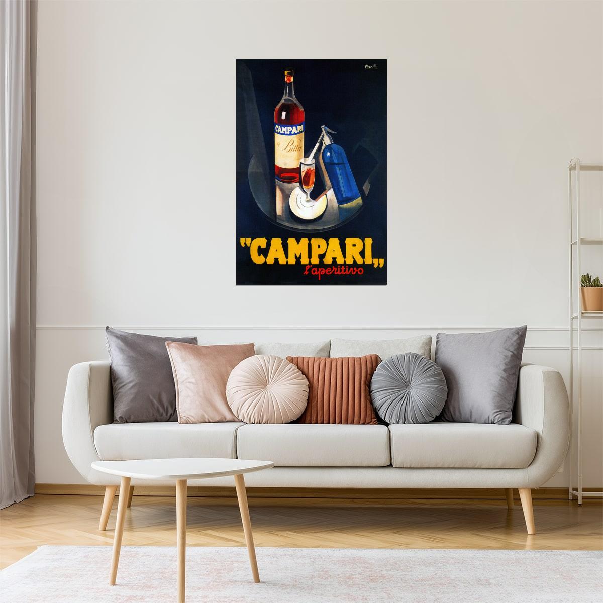 Campari Aperitivo | Vintage Italian Liquor Advertisement with Bottle Poster