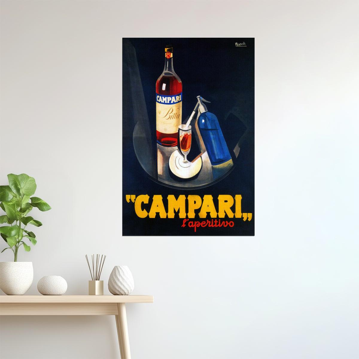 Campari Aperitivo | Vintage Italian Liquor Advertisement with Bottle Poster
