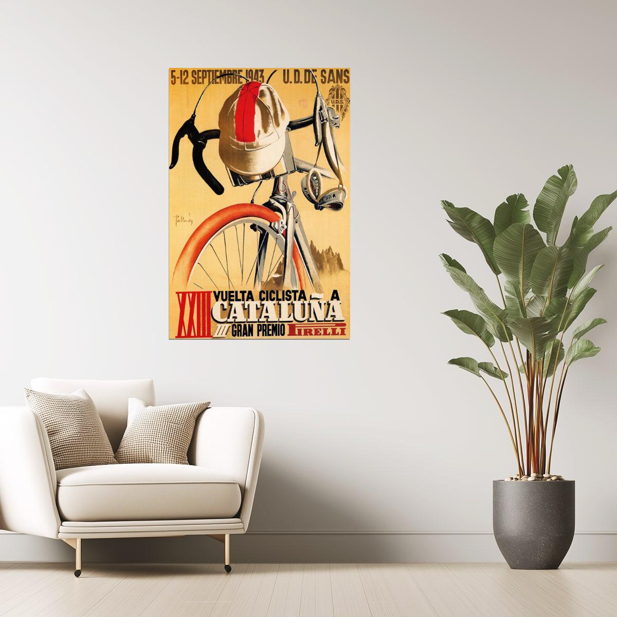 Pirelli Catalunya 1943 | Spanish Bicycle Race Vintage Tour Poster