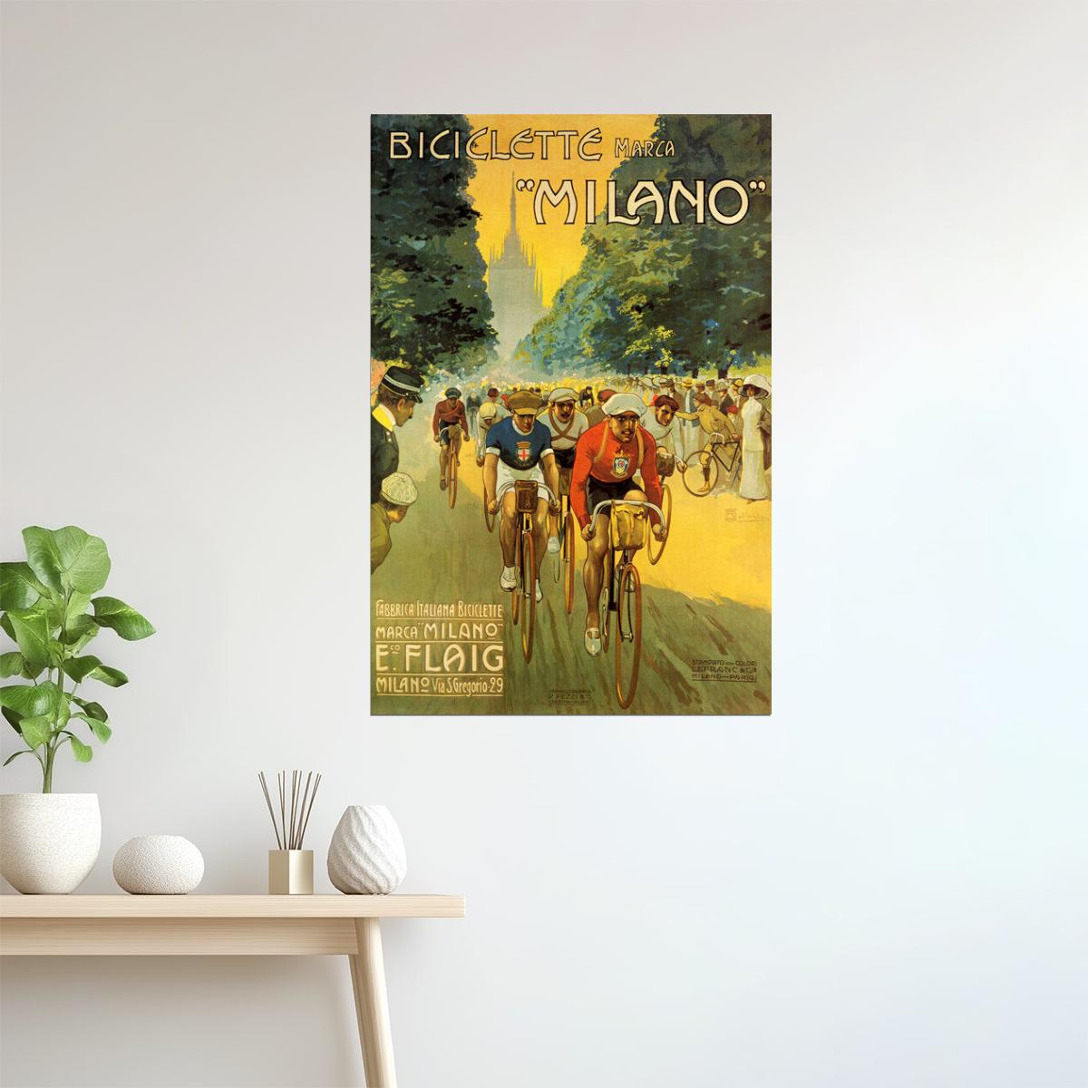 Biciclette Milano | Vintage Italian Cycling Race Advertisement Poster