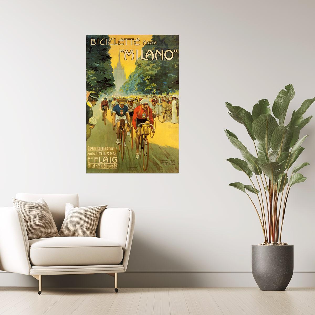 Biciclette Milano | Vintage Italian Cycling Race Advertisement Poster
