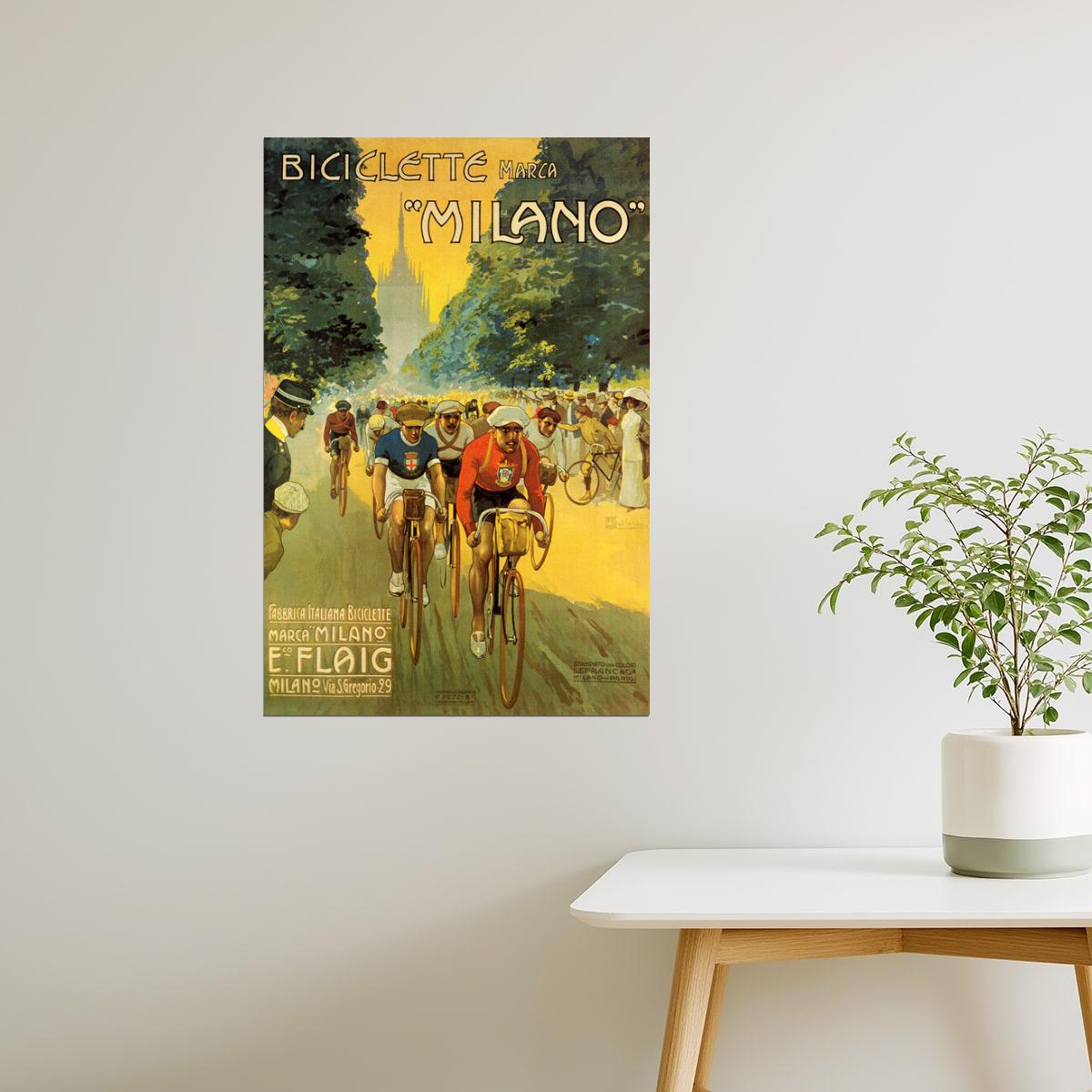 Biciclette Milano | Vintage Italian Cycling Race Advertisement Poster