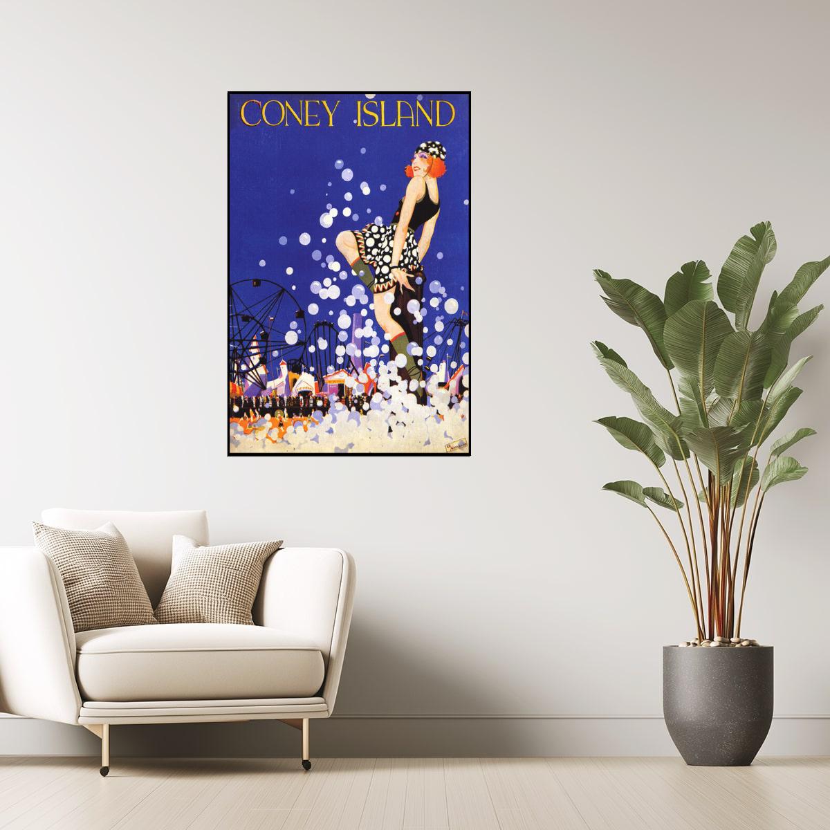 Coney Island | Vintage Luna Park Brooklyn NY Beach Entertainment Poster