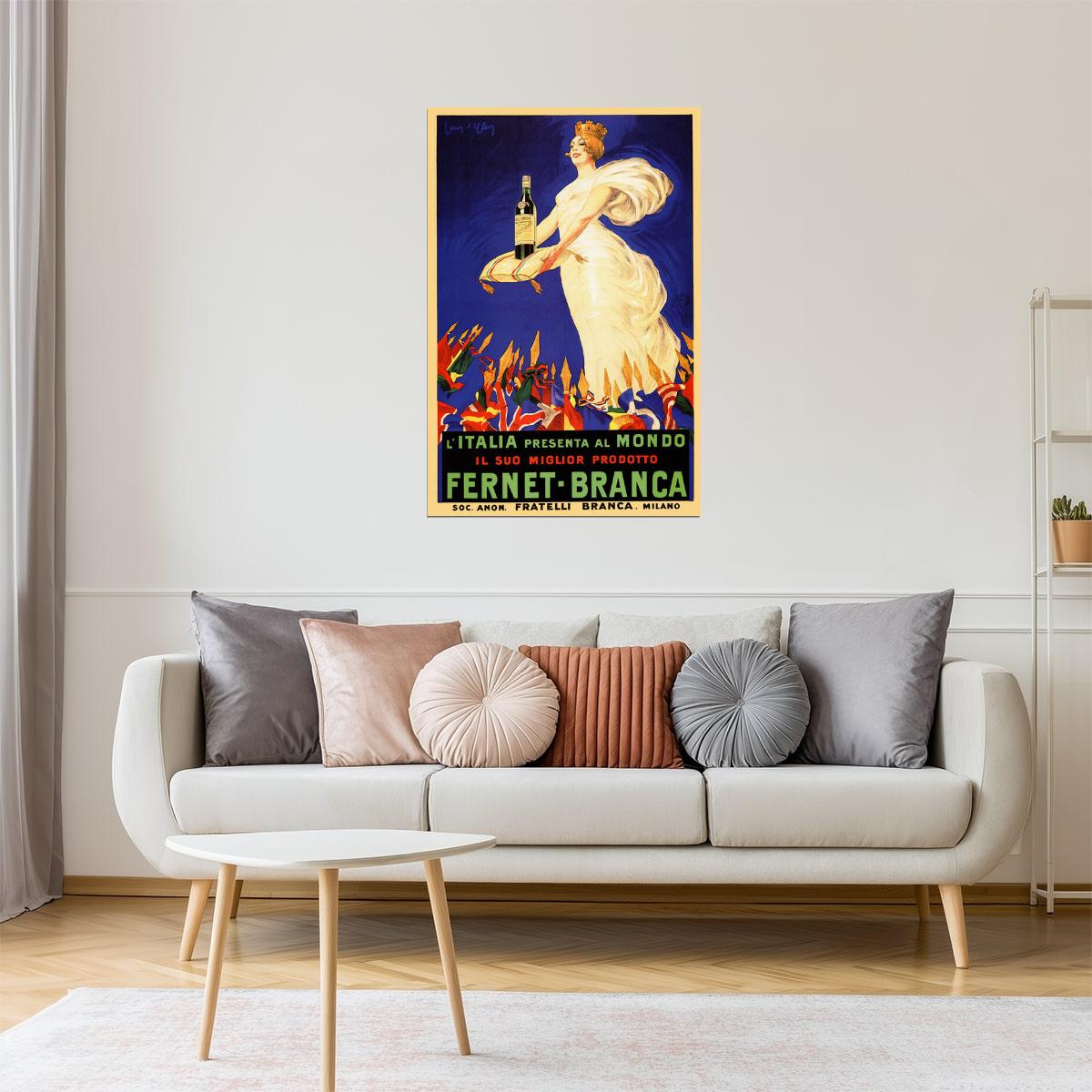 Fernet Branca | Vintage Italian Liquor Poster with Queen Figure Poster