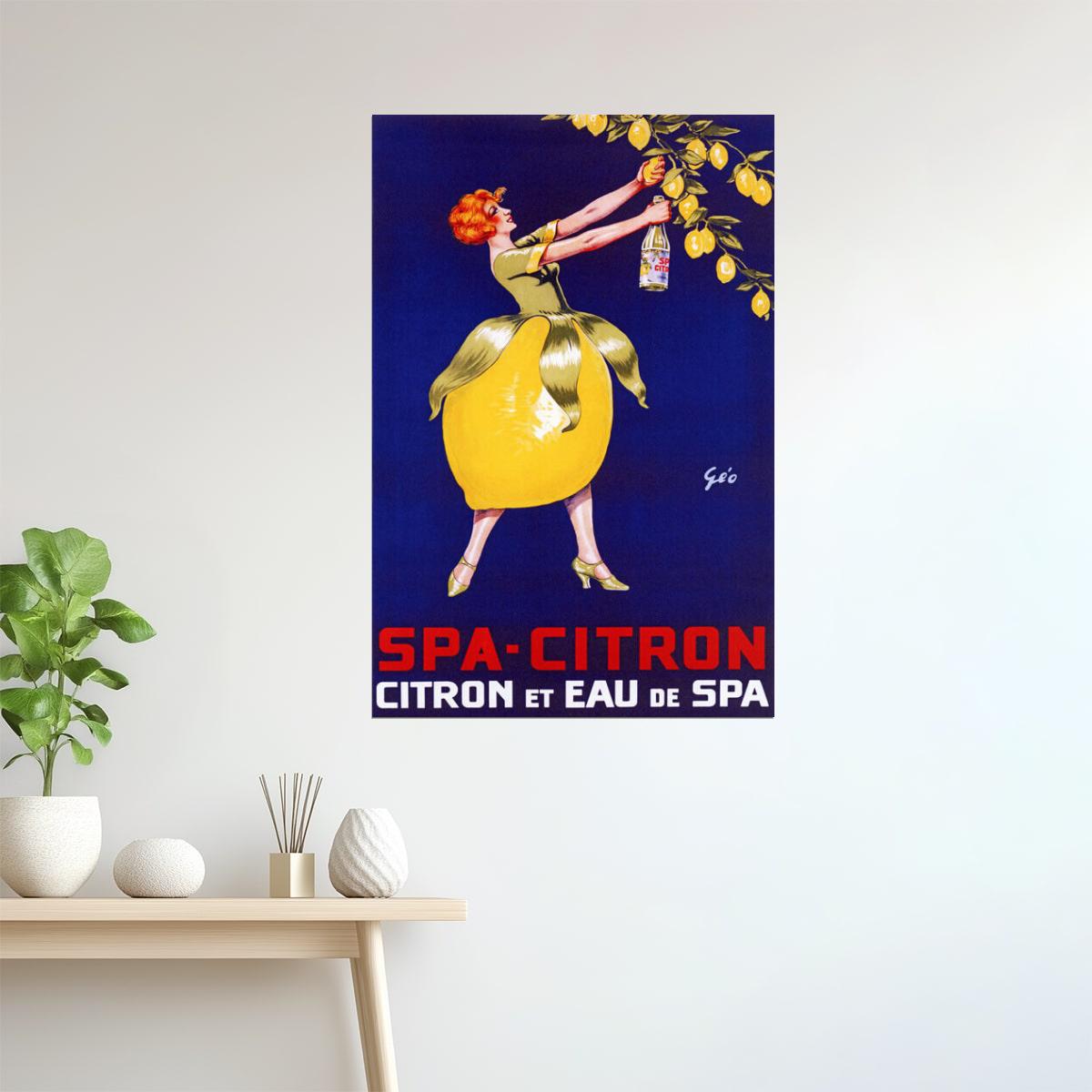 Spa-Citron | Vintage Lemon Drink Ad with Woman in Citrus Skirt Poster