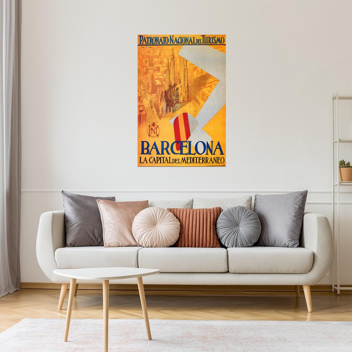 Barcelona Spain | Vintage Mediterranean Travel Poster