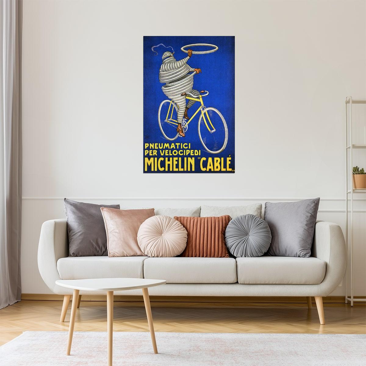 Michelin Tires | Vintage Italian Bicycle Ad with Cable Man Poster