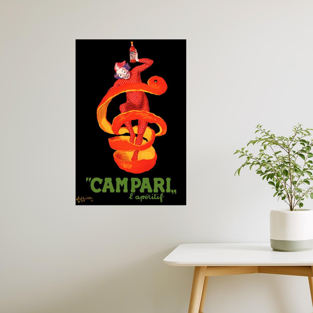 Campari Cappiello | Vintage Aperitif Ad with Clown and Orange Twist Poster