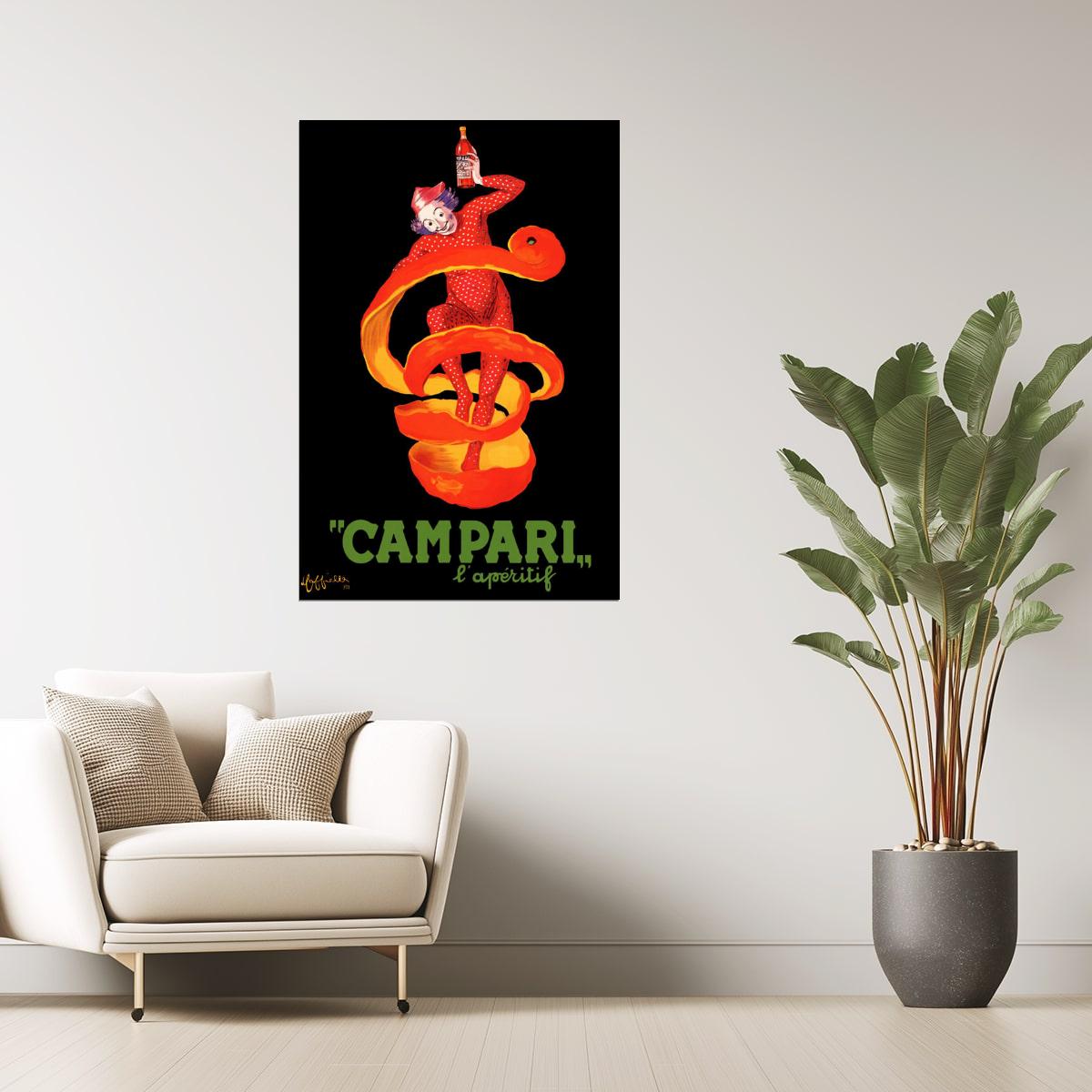 Campari Cappiello | Vintage Aperitif Ad with Clown and Orange Twist Poster