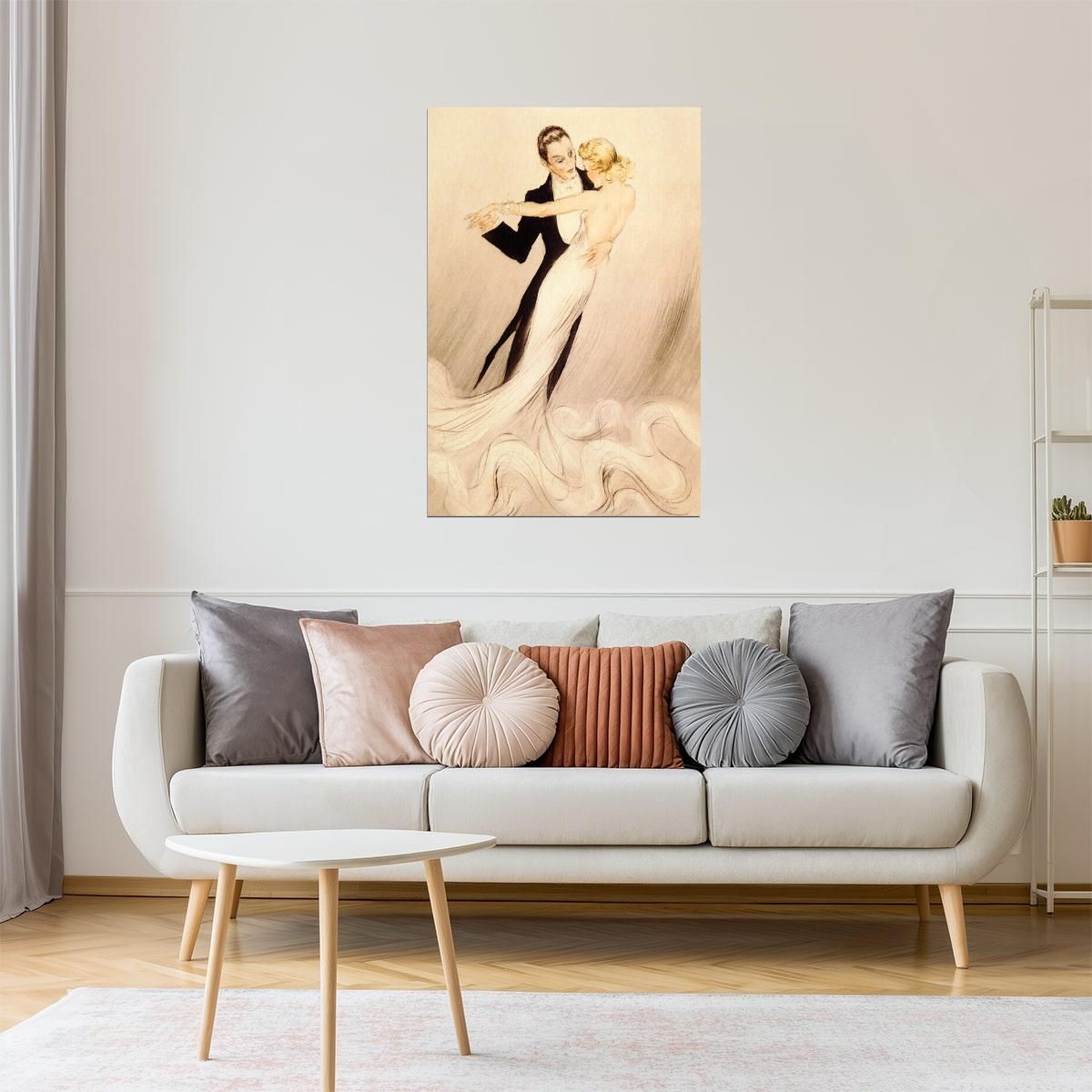 Couple Ballroom Dance | Vintage Waltz Illustration by Louis Icart Poster