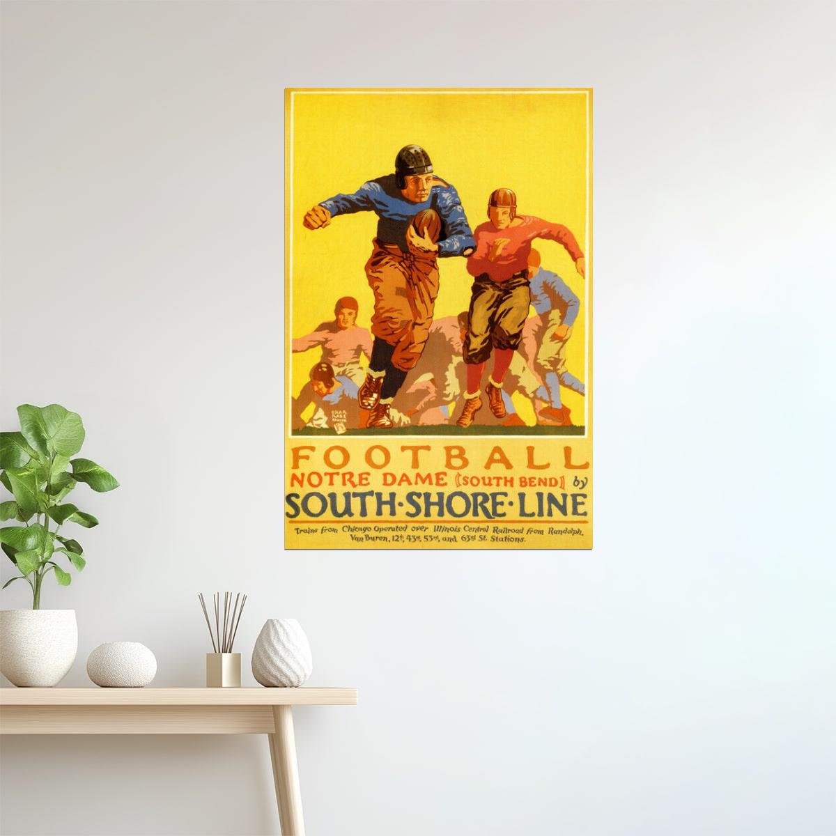Notre Dame Football | Vintage American College Sport Poster Chicago
