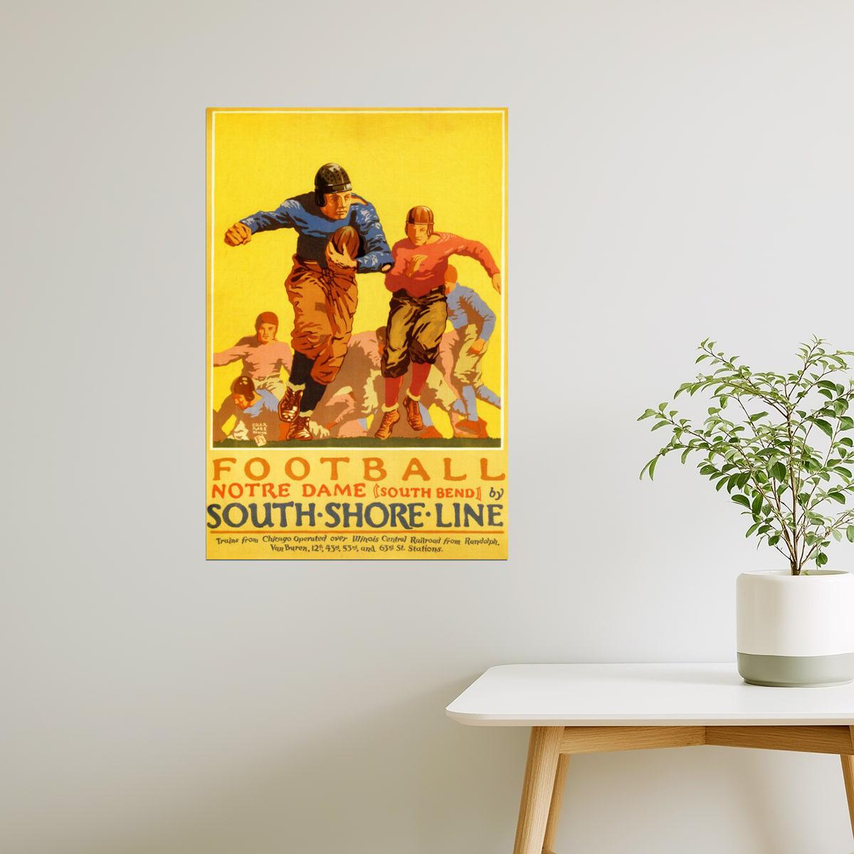 Notre Dame Football | Vintage American College Sport Poster Chicago