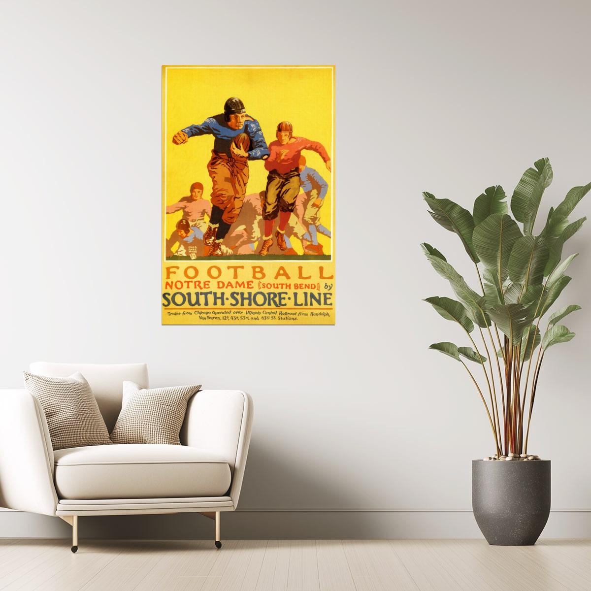 Notre Dame Football | Vintage American College Sport Poster Chicago