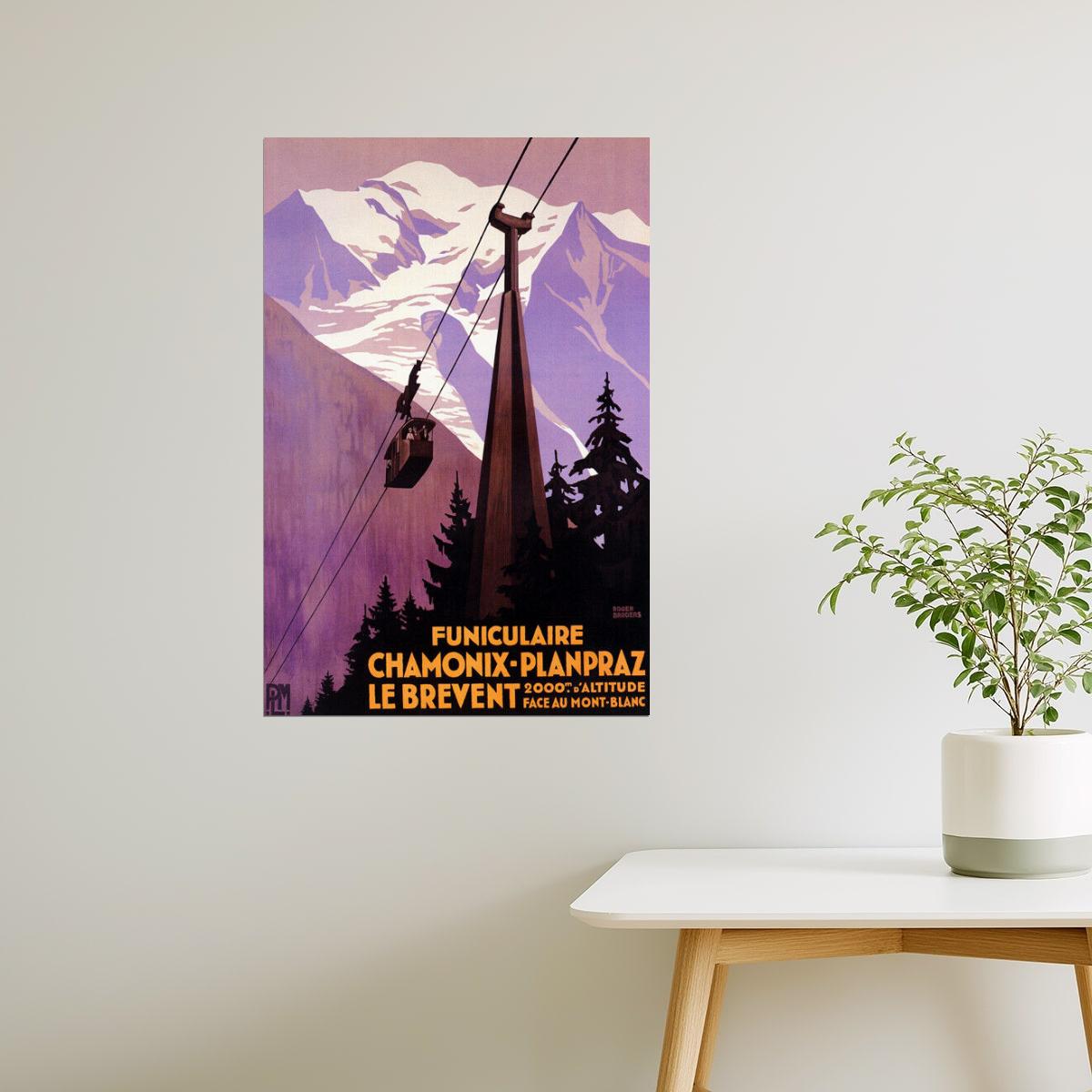 Chamonix Planpraz | Vintage French Ski Lift and Mountain Travel Poster