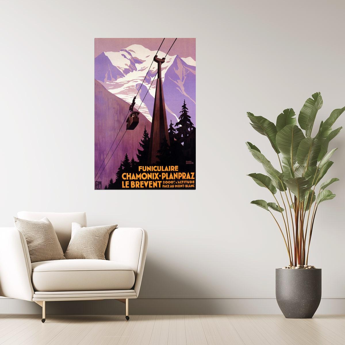 Chamonix Planpraz | Vintage French Ski Lift and Mountain Travel Poster