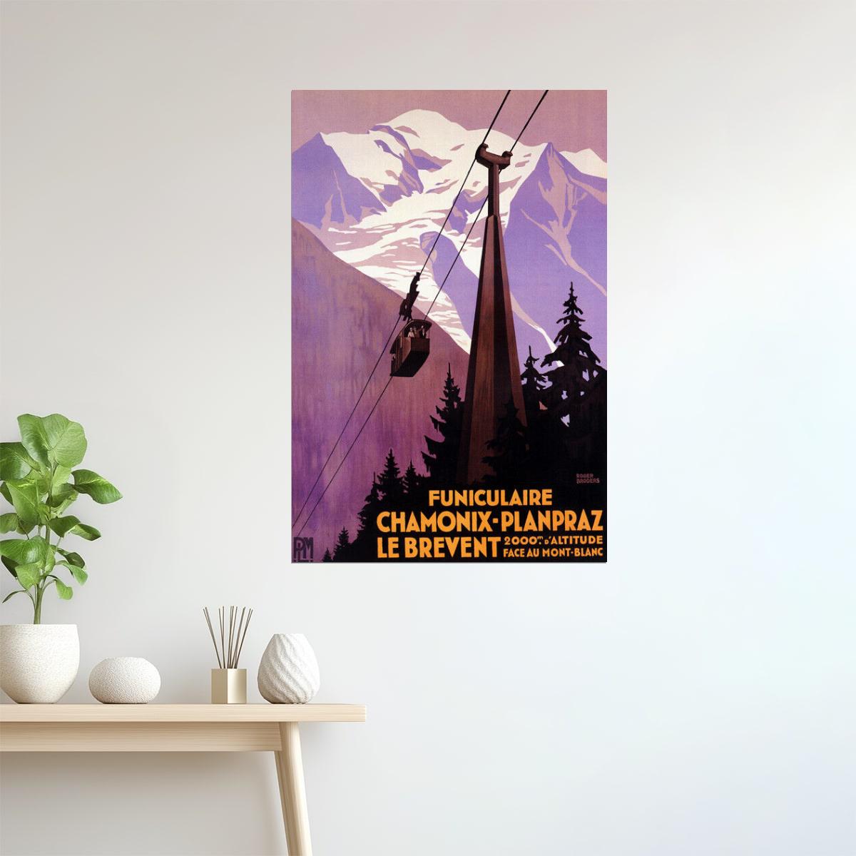 Chamonix Planpraz | Vintage French Ski Lift and Mountain Travel Poster