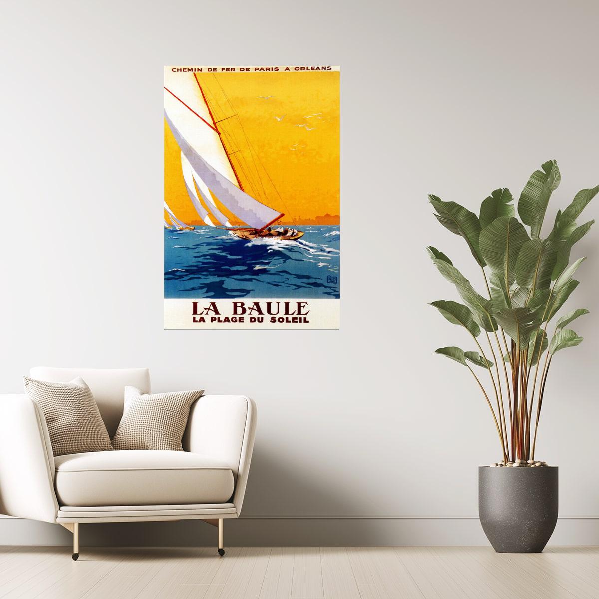 La Baule | Vintage French Sailboat and Beach Travel Advertisement Poster