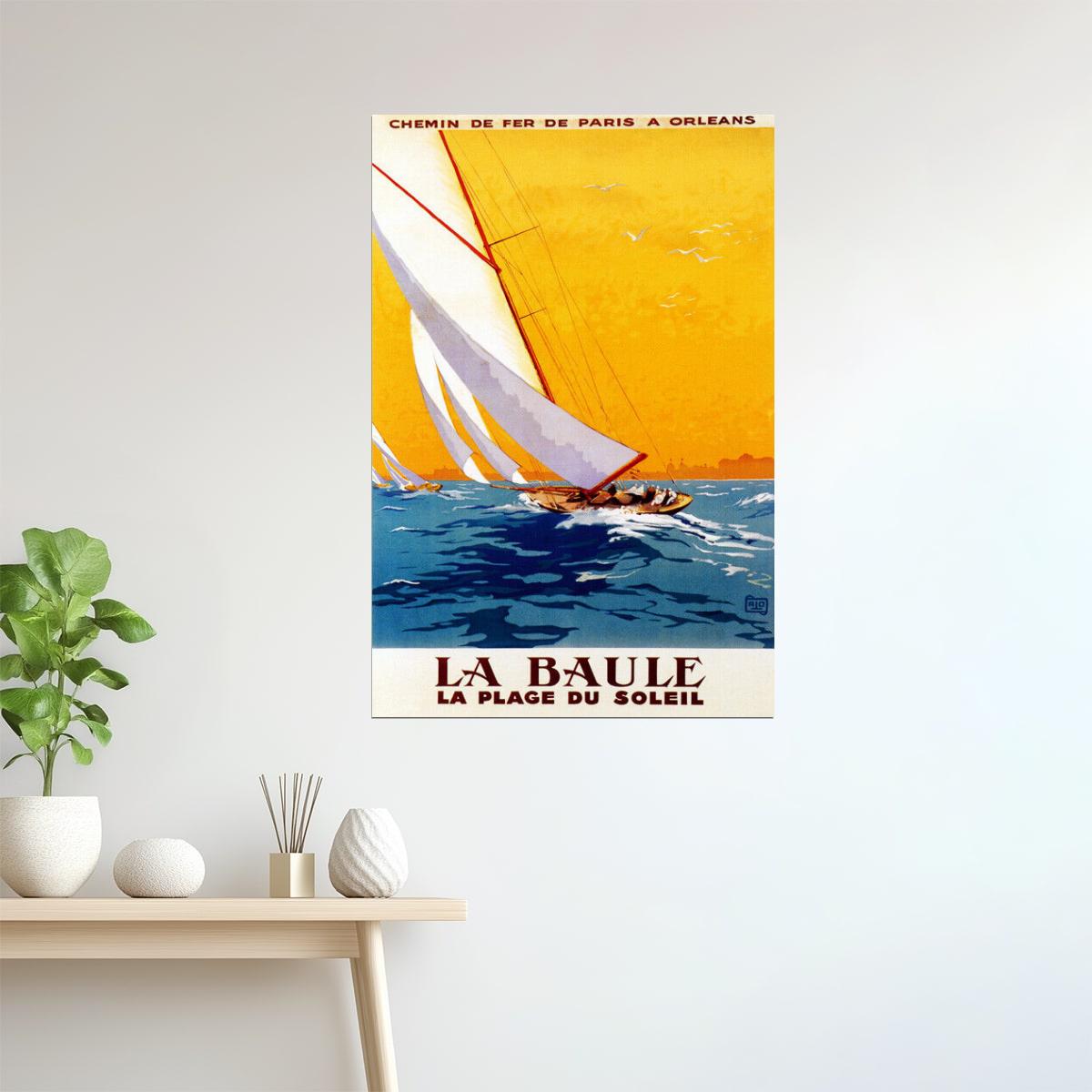 La Baule | Vintage French Sailboat and Beach Travel Advertisement Poster