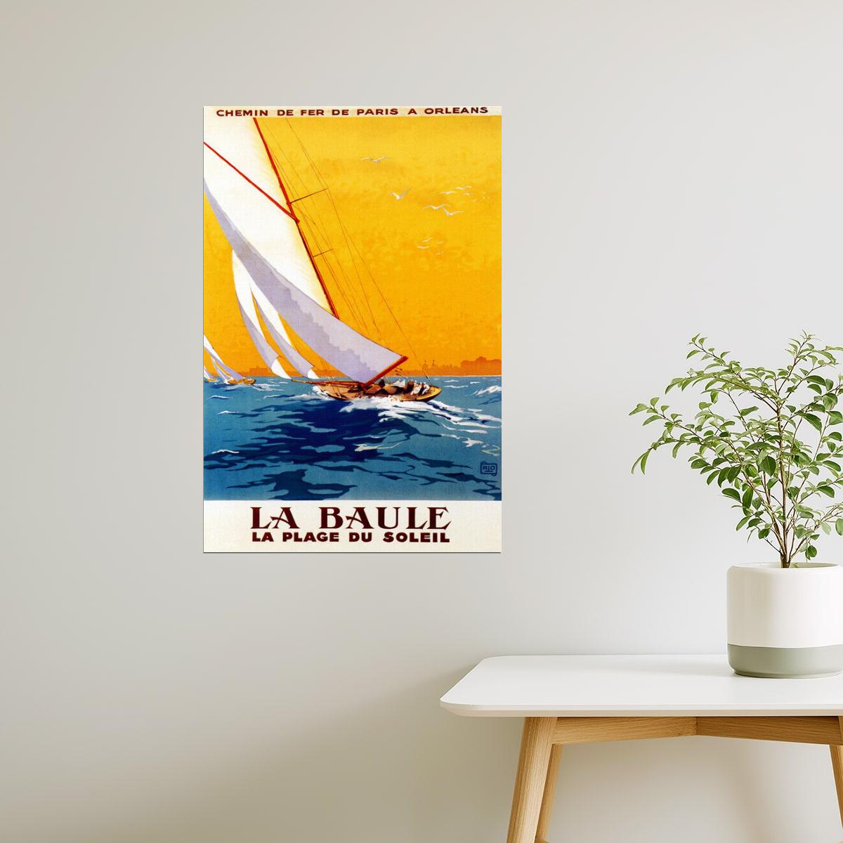 La Baule | Vintage French Sailboat and Beach Travel Advertisement Poster