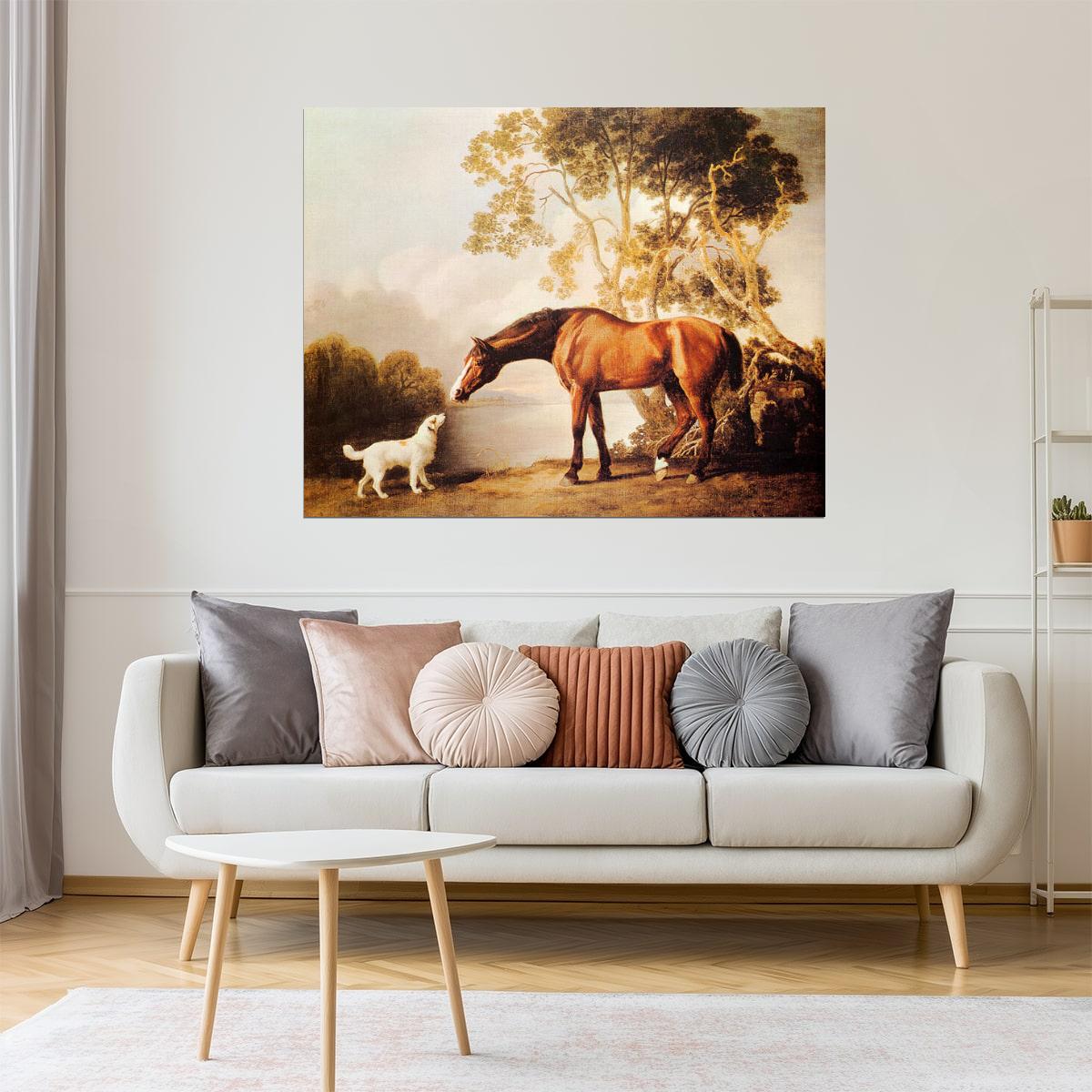 Bay Horse and Dog | Classic Art Print by George Stubbs Poster