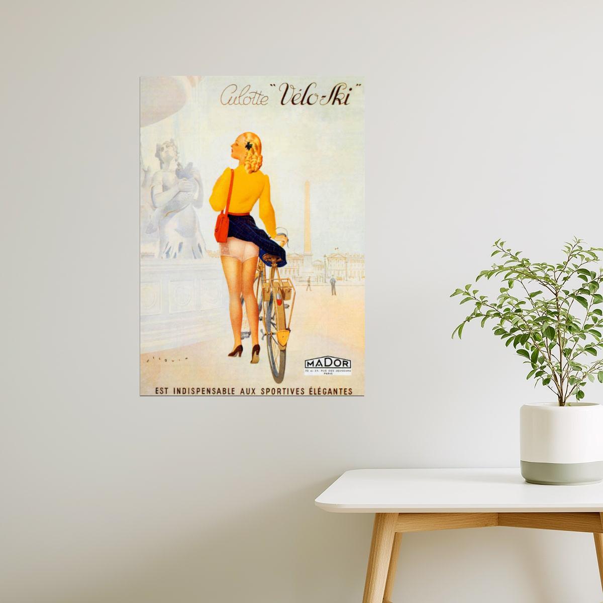 Culotte Veloski | Vintage French Cycling Poster with Woman in Underwear Poster