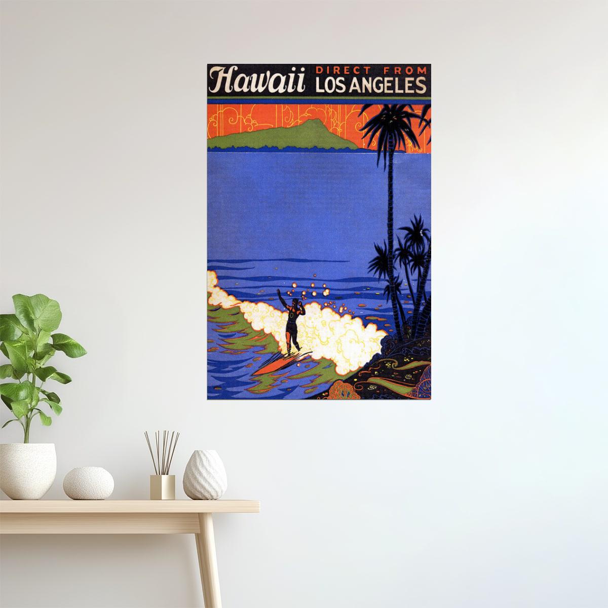 Hawaii Travel | Vintage Los Angeles Surf and Beach Tourism Poster