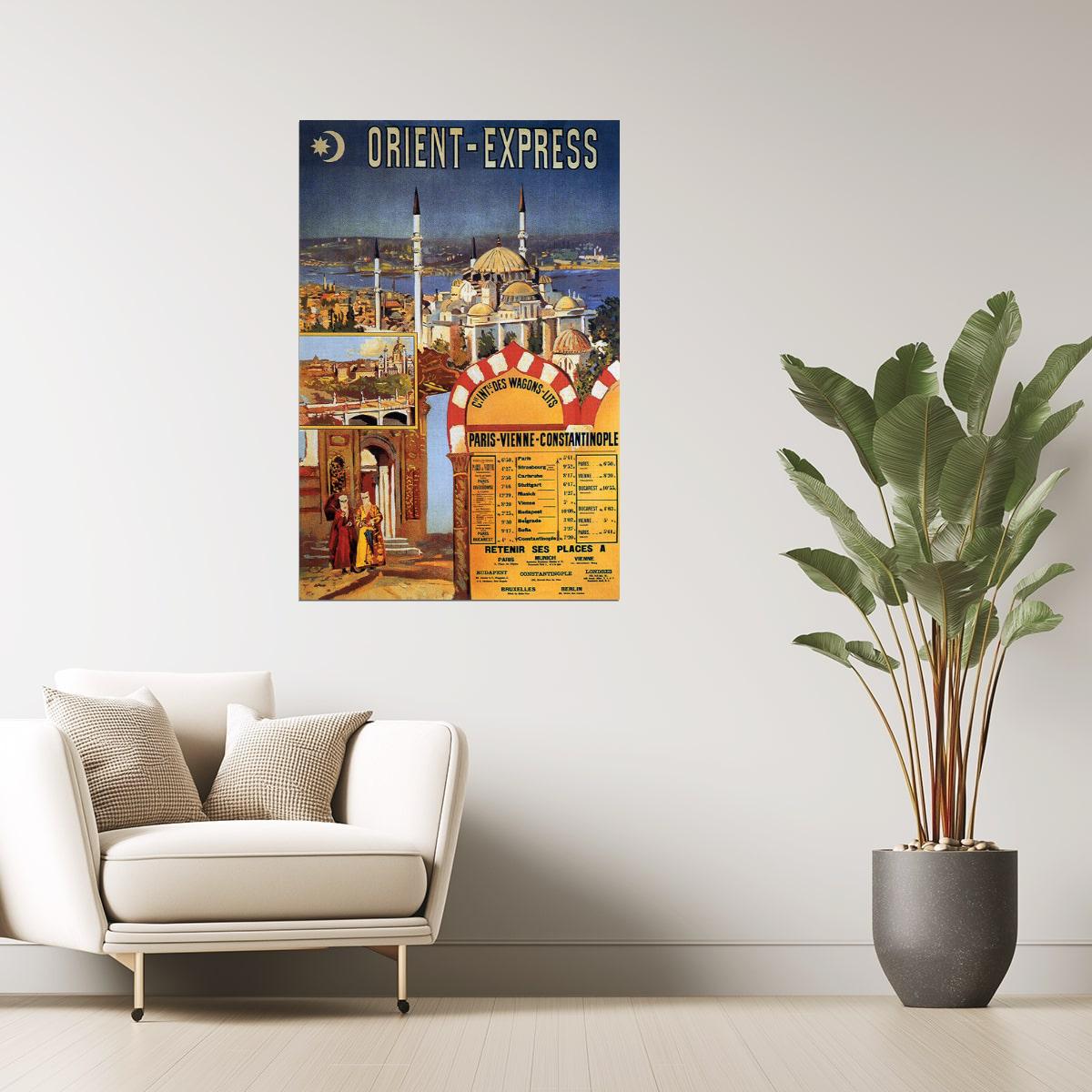 Orient Express | Vintage Train Travel Poster with Istanbul Mosque View