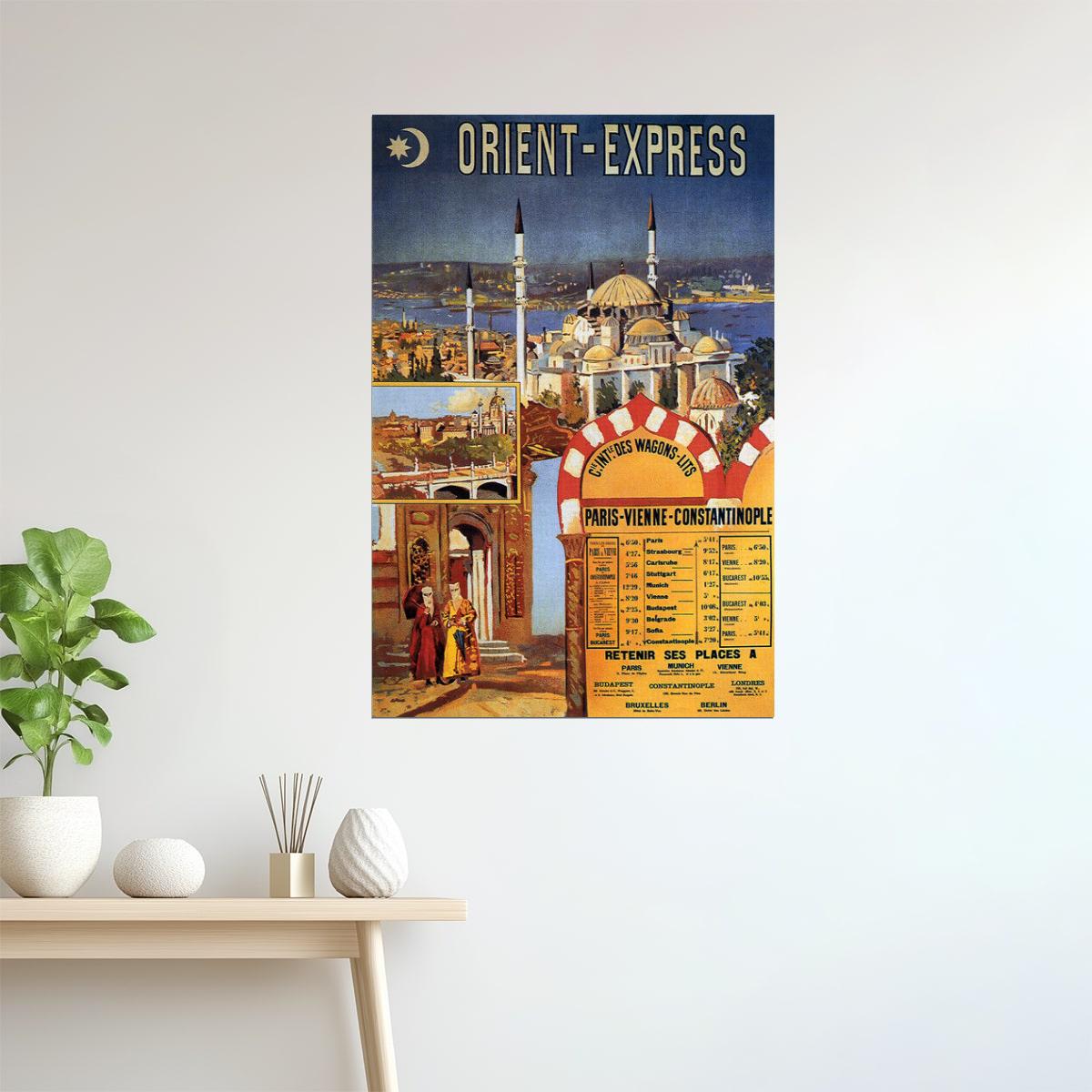 Orient Express | Vintage Train Travel Poster with Istanbul Mosque View