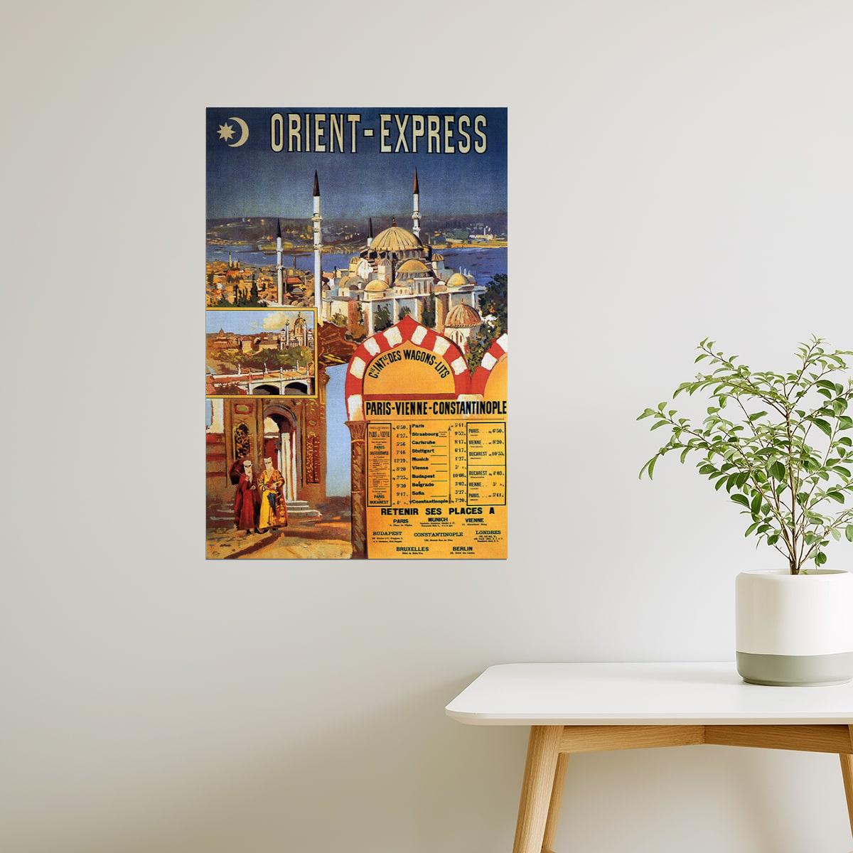 Orient Express | Vintage Train Travel Poster with Istanbul Mosque View