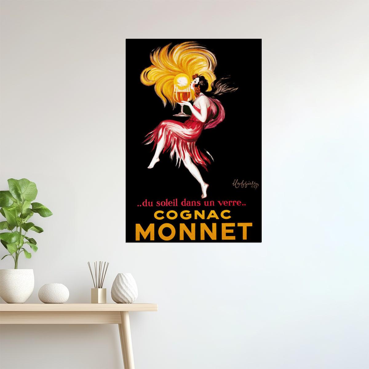 Cognac Monnet | Vintage Cappiello Poster with Woman and Sunset Hair Poster