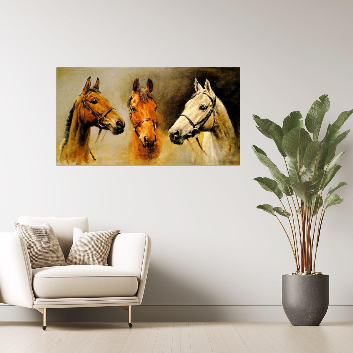 Three Race Horses | Art Print by Susan Crawford of Arkle, Red Rum Poster