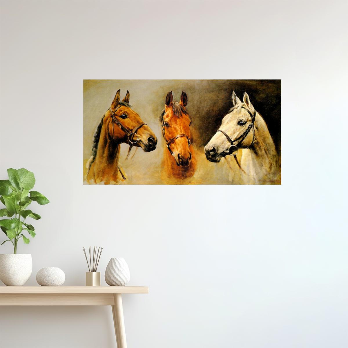 Three Race Horses | Art Print by Susan Crawford of Arkle, Red Rum Poster