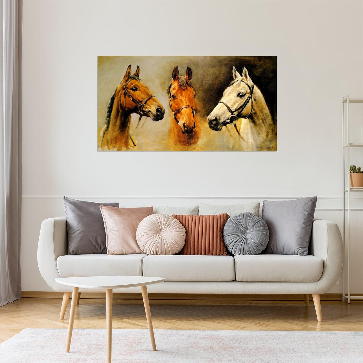Three Race Horses | Art Print by Susan Crawford of Arkle, Red Rum Poster