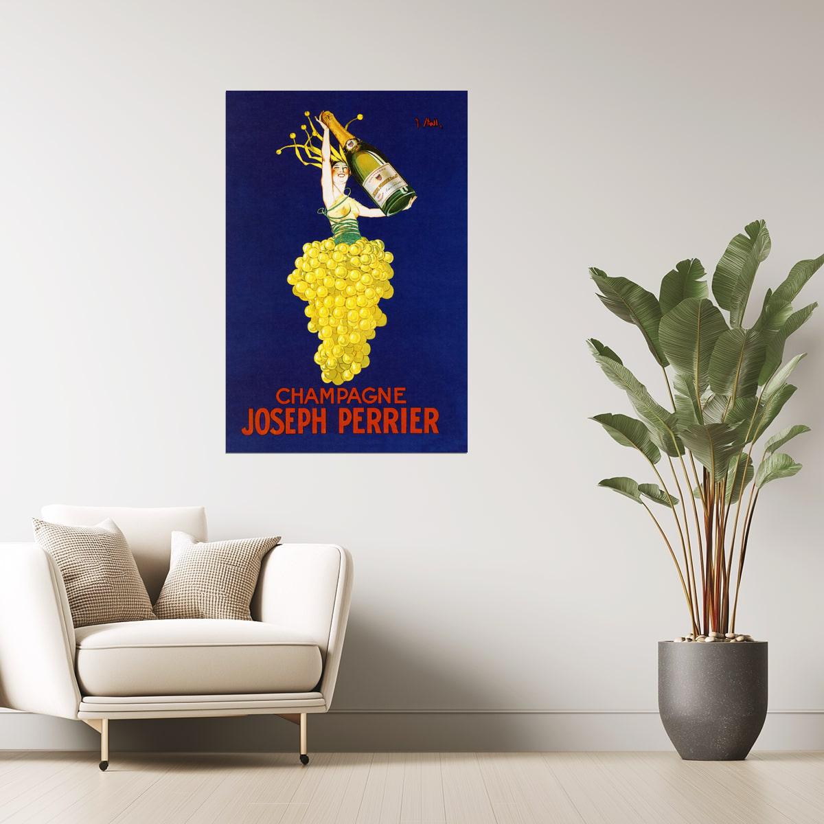 Joseph Perrier Champagne | Vintage French Cappiello Poster with Grapes Poster