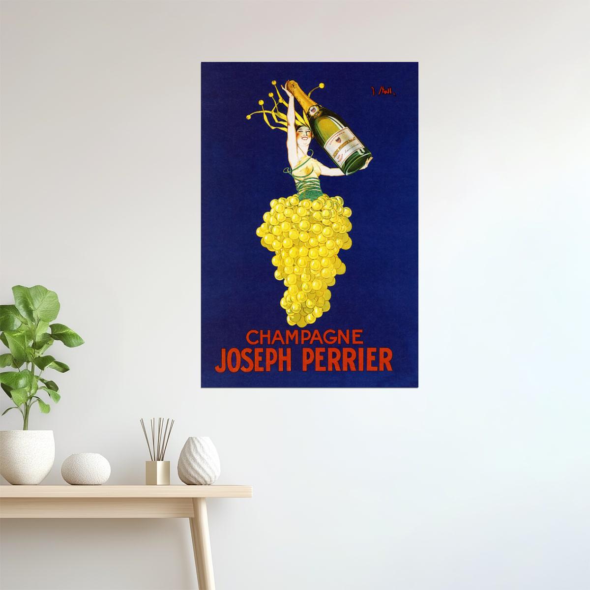 Joseph Perrier Champagne | Vintage French Cappiello Poster with Grapes Poster